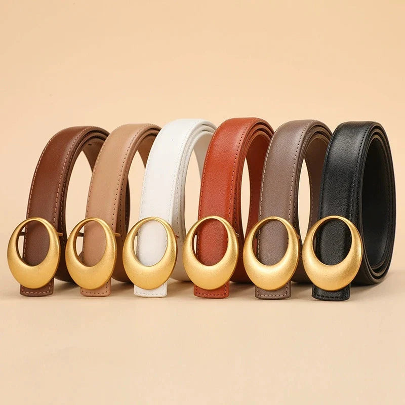 Fashionable women's belt; cowhide leather belt for women; versatile decoration with a high-end feel; trendy Korean-style