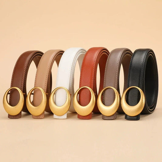Fashionable women's belt; cowhide leather belt for women; versatile decoration with a high-end feel; trendy Korean-style