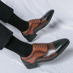 Men's Fashion Brogue Shoes Triple Joint Mixed-Colors Men Formal Business Leather Shoes