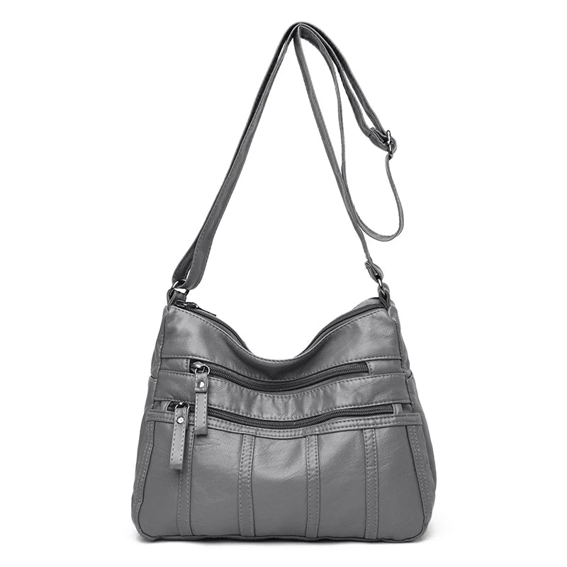 Fashion Soft Leather Crossbody Bags for Women Casual Female Multi Pocket