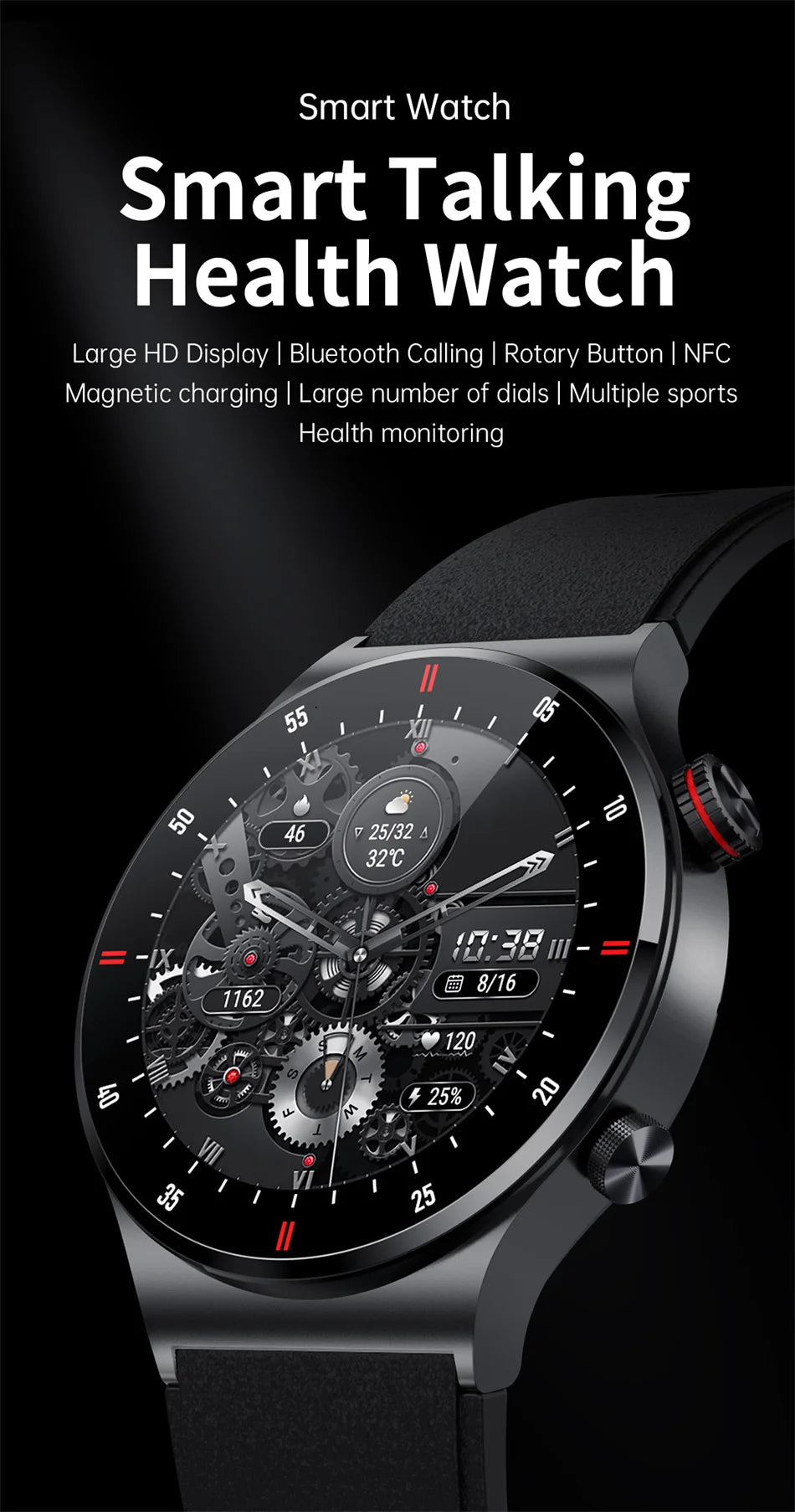 GPS NFC Smart Watch Men AMOLED 390*390 HD Screen ECG+PPG Heart Rate Bluetooth Call IP68 Waterproof Business SmartWatch 2025 NEW