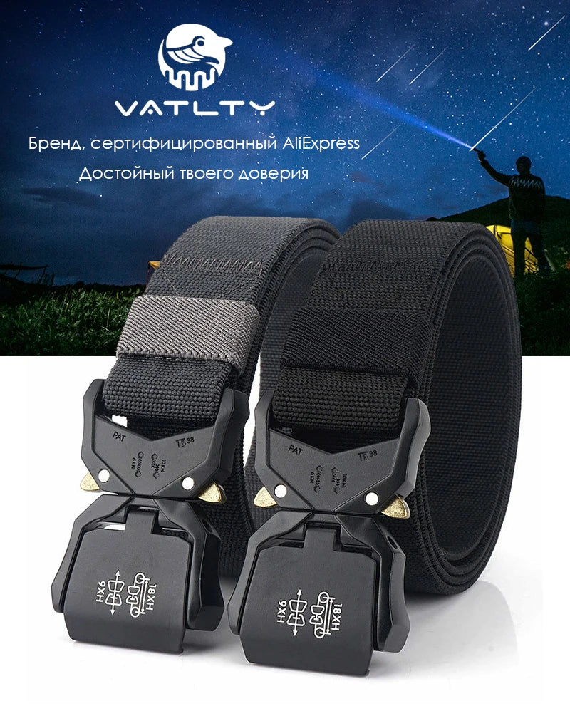 VATLTY 140cm Elastic Belt For Men Aluminum Alloy Quick Release Buckle Strong Nylon Tactical Belt Male Military Accessories