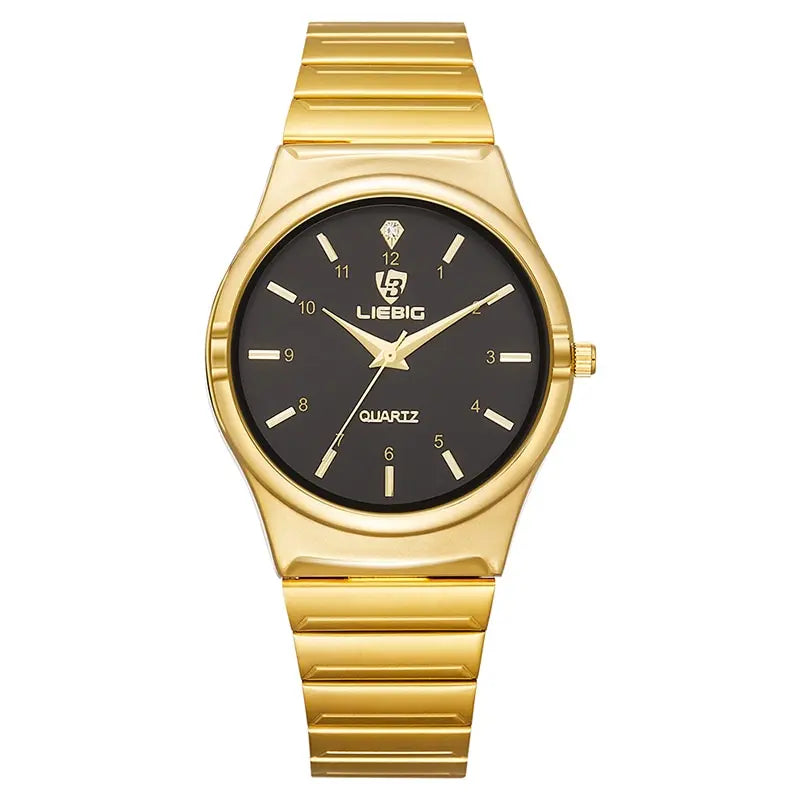 LIEBIG Japan Quart Movement Women Mens Watches Luxury Stainless Steel Female Ladies Golden Wristwatch Clock Relogio Feminino