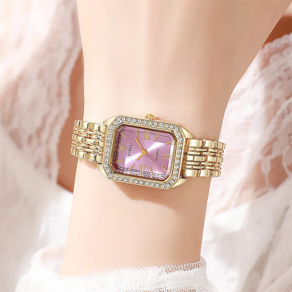 2025 Light luxury Brand Watch Women Business Simple Diamond Gold Watches Casual Female Student Fashion Quartz Clock Wristwatches