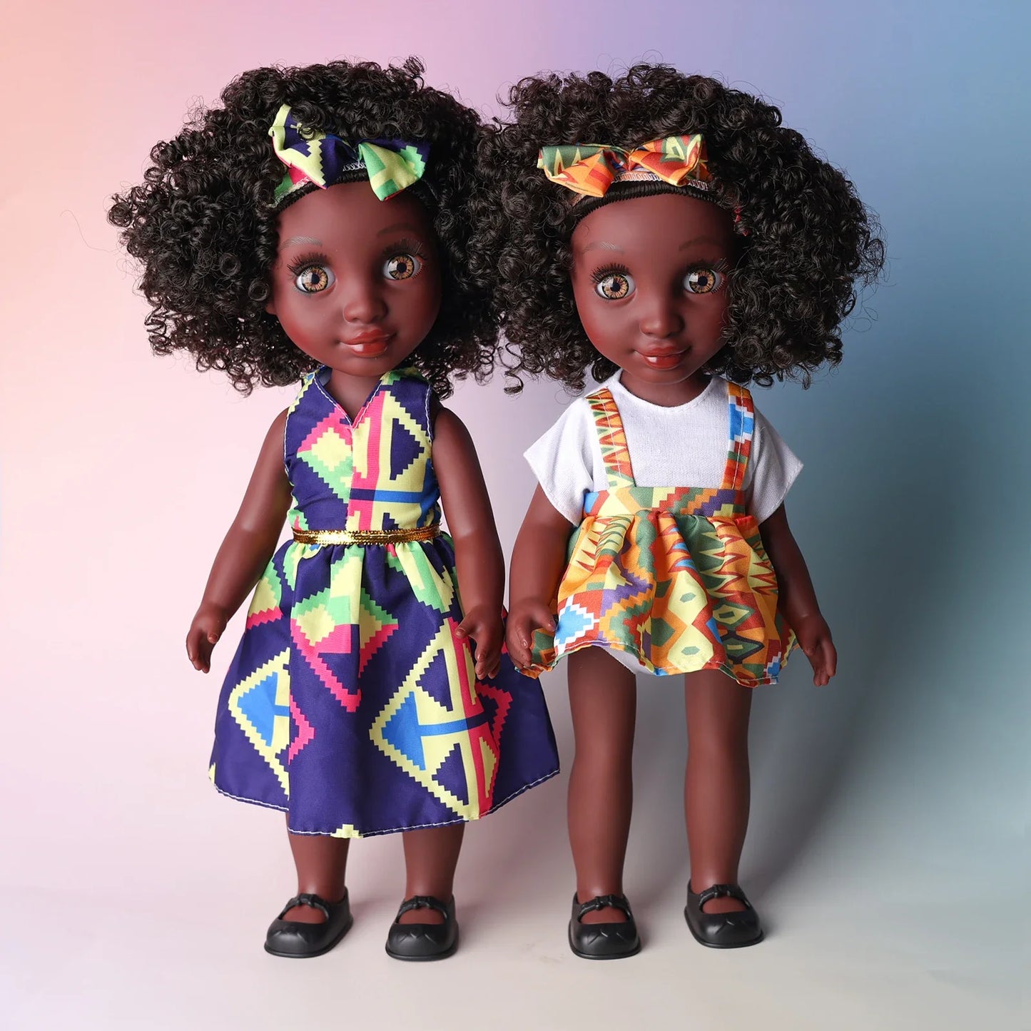One Piece 14 Inch American African Black Doll with Curly Hair - Perfect Gift for Girls on Birthday - Full Set Included