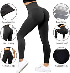 Seamless Knitted Fitness GYM Pants Women's High Waist and Hips Tight Peach Pants