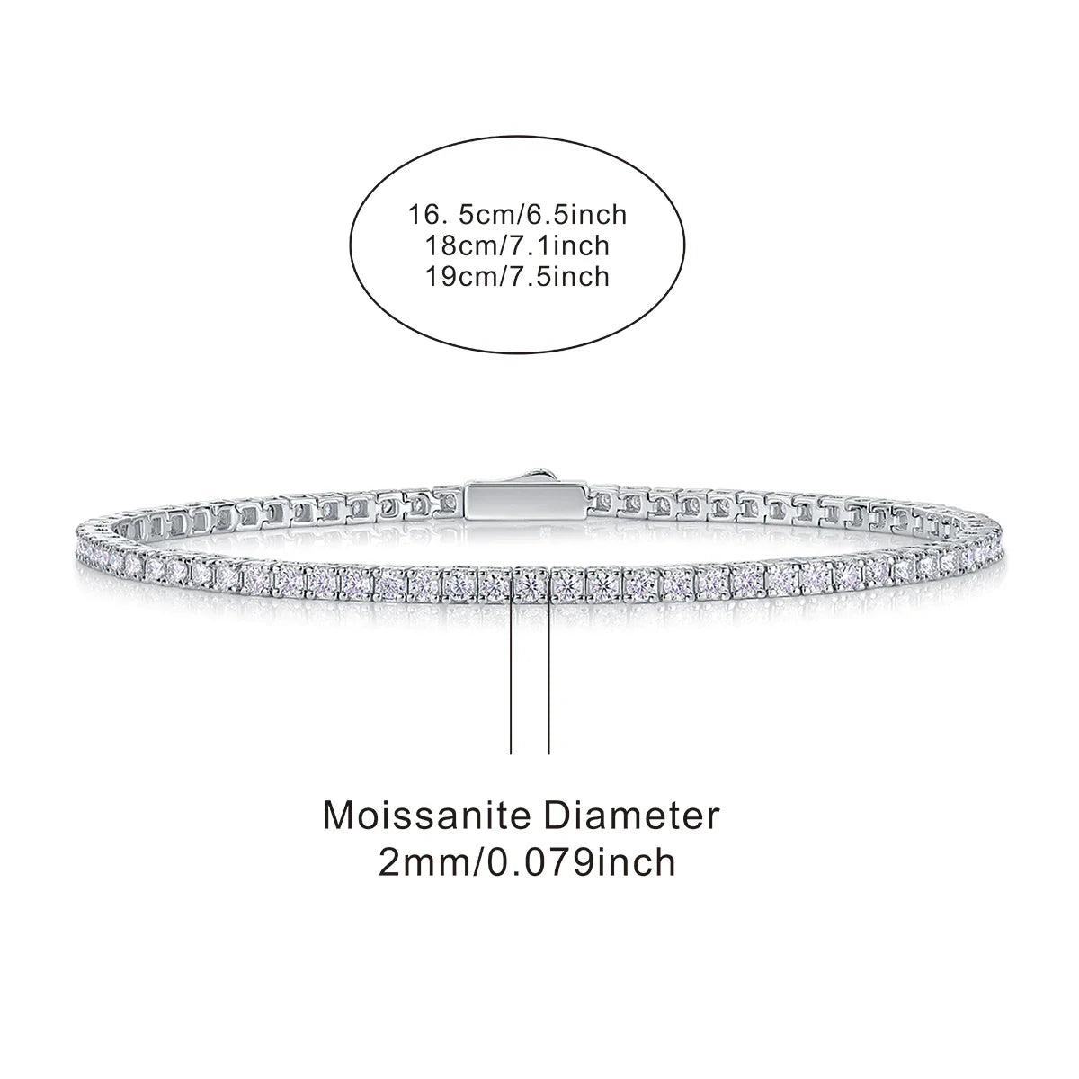 JIUZUAN S925 Sterling Silver Moissanite Tennis Bracelet for Women Simple Row Design Elegant Sparkling Jewelry for Daily Wear