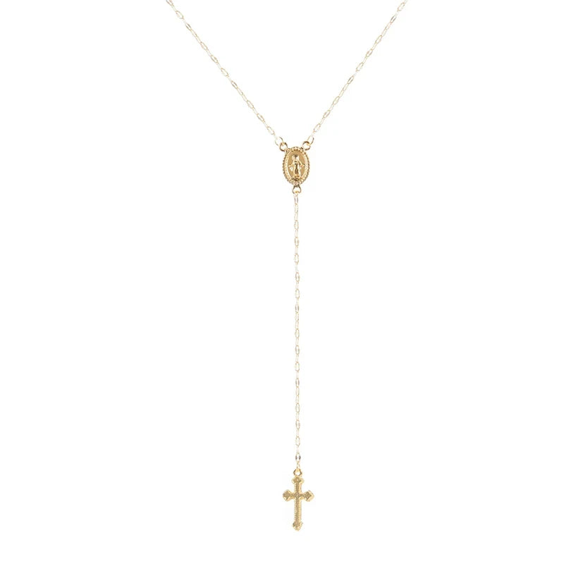 2025 New Fashion Vintage Christian Cross Bohemia Religious Rosary Pendant Necklace For Women Charm Jewelry Gifts Wholesale