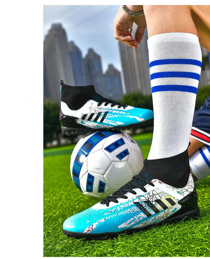 Black Red Men's Football Boots Size 47 Non-slip Turf Soccer Shoes for Men