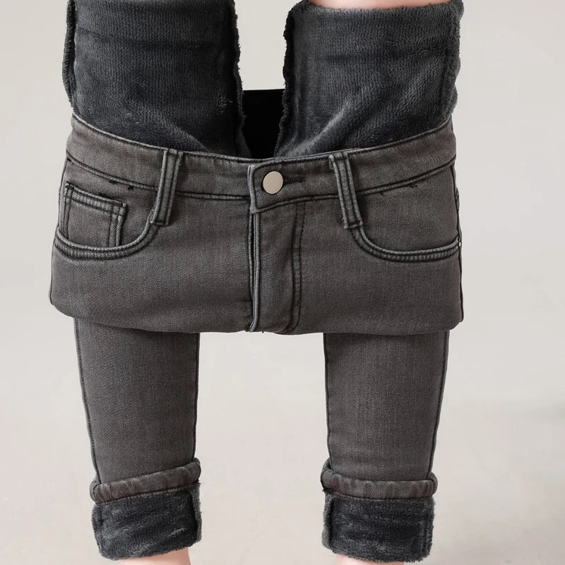 Winter Women Warm Velvet Jeans 2023 Casual Ladies Elastic Trousers