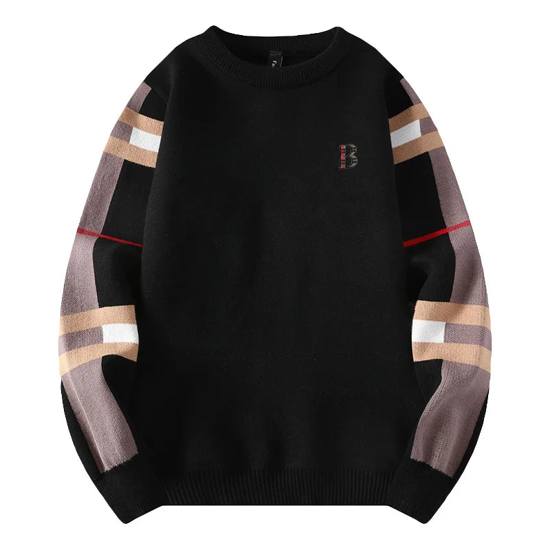 Autumn/Winter Fashion Luxury Men's Classic Casual Stripe Checkered Pullover