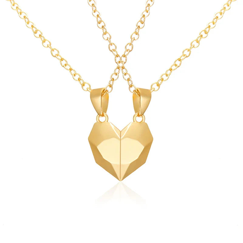 Good Simple Quality Couple Pendant Necklace Electrocardiogram,Magnetic Heart,Pendant Splicing Necklace Valentine's Day Gift
