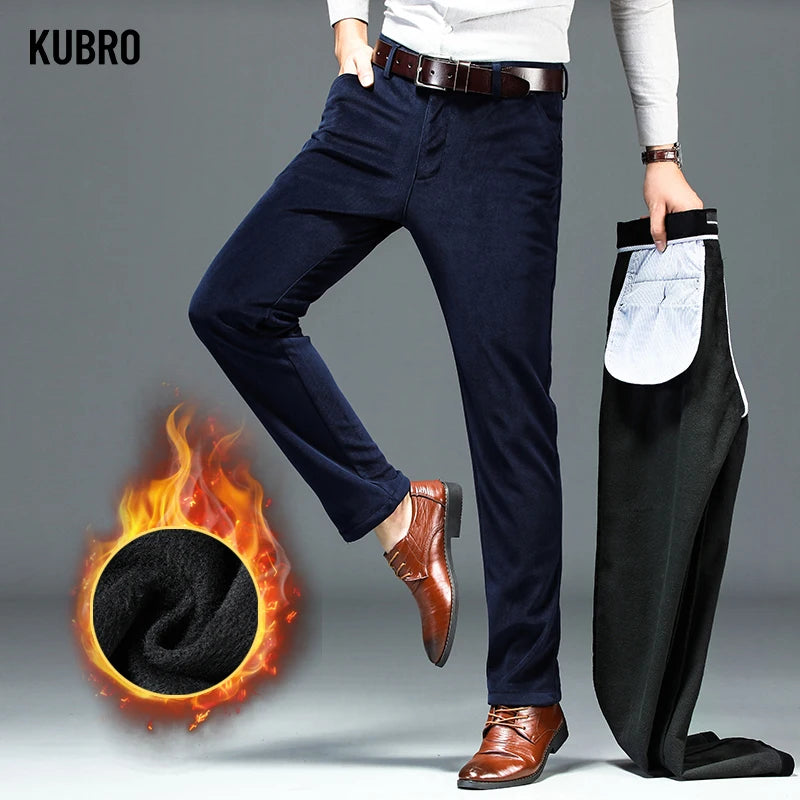 Colors Men's Classic Solid Corduroy Pantalon Autumn Winter Casual Pant Business Fashion