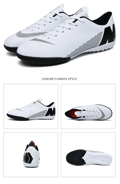 White Men's Football Boots Turf Sneakers Low-cut Soccer Shoes for Men Outdoor