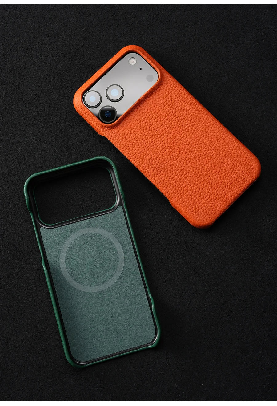 Magsafe Case for iPhone 17 Air 15 16 Pro Max 17Pro Lychee Natural Cowhide Leather Magnetic Protector Luxury Phone Back Cover