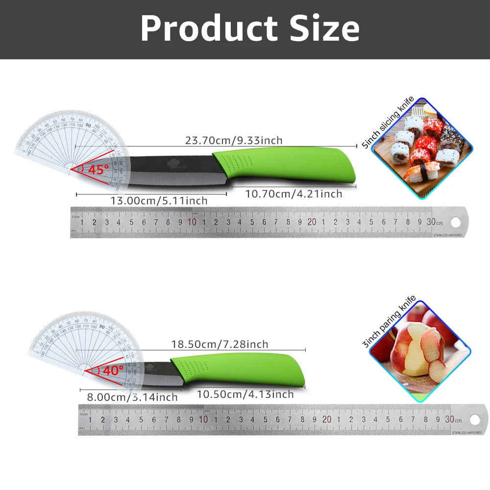 Kitchen Ceramic Knives 3" Paring 5" Slicing Ceramic Knife Black Blade Kitchen Knives