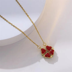 Fashion Retro Lucky Four Leaf Clover Women Necklace Gothic Love Heart Pendant