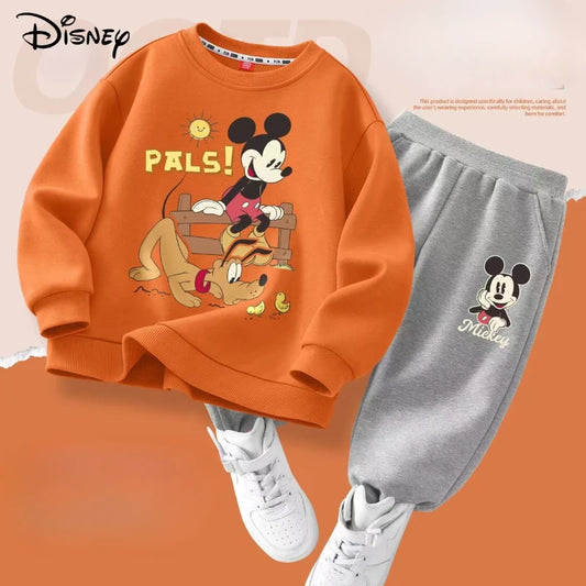 Autumn Baby Girl Boy Clothes Set Children Disney Mickey Printing Sweatshirt Top and Pants Bottom 2 Piece Suit Cotton Tracksuit
