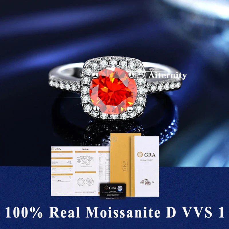 NEW 100% Real Moissanite Ring D VVS1 Pass Diamond Test Pen Adjustable Size S925 Sliver GRA Certificate Wedding Rings for Women