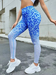 Leopard Print Seamless Leggings Fitness Women High Waist Yoga Pants Scrunch