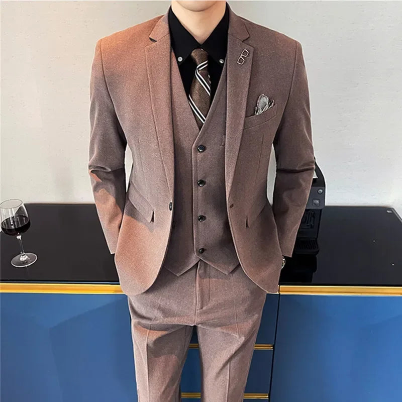 Tuxedo for Mens: Suit Pants Vest 3 Pcs Set Fashion Men's Casual Boutique Business