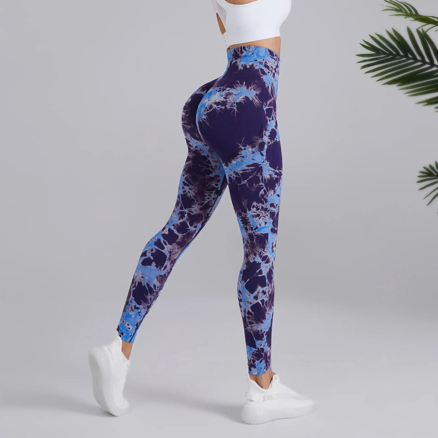 Seamless Peach Yoga Pants Women's Dual Color Tie Dye Tie Float High Waist Sports