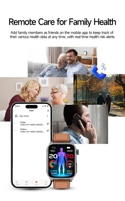 2025 New Blood Pressure 650nm Laser Therapy Diagnosis Smartwatches Men Women Clock Uric Acid Lipid  Heart rate Smart Watch IOS