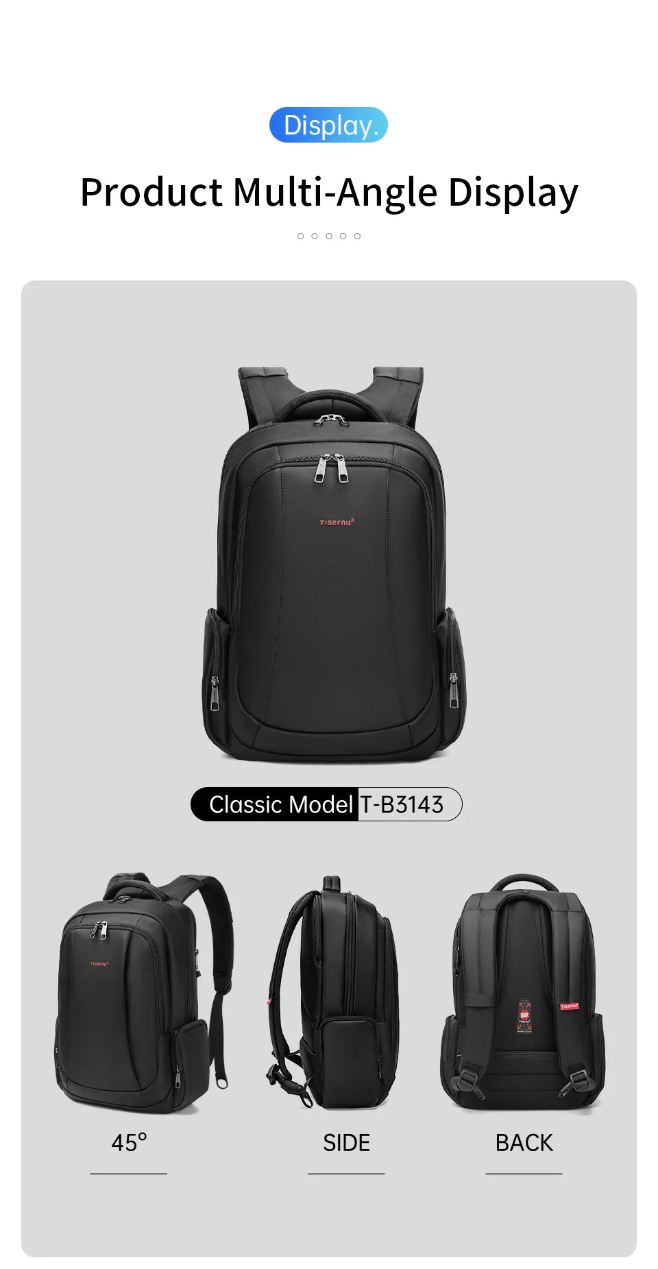Tigernu Travel Backpacks Vacuum Backpack 14 15.6 17.3inch Laptop Backpack For School Backpack Men Schoolbag Compression Backpack