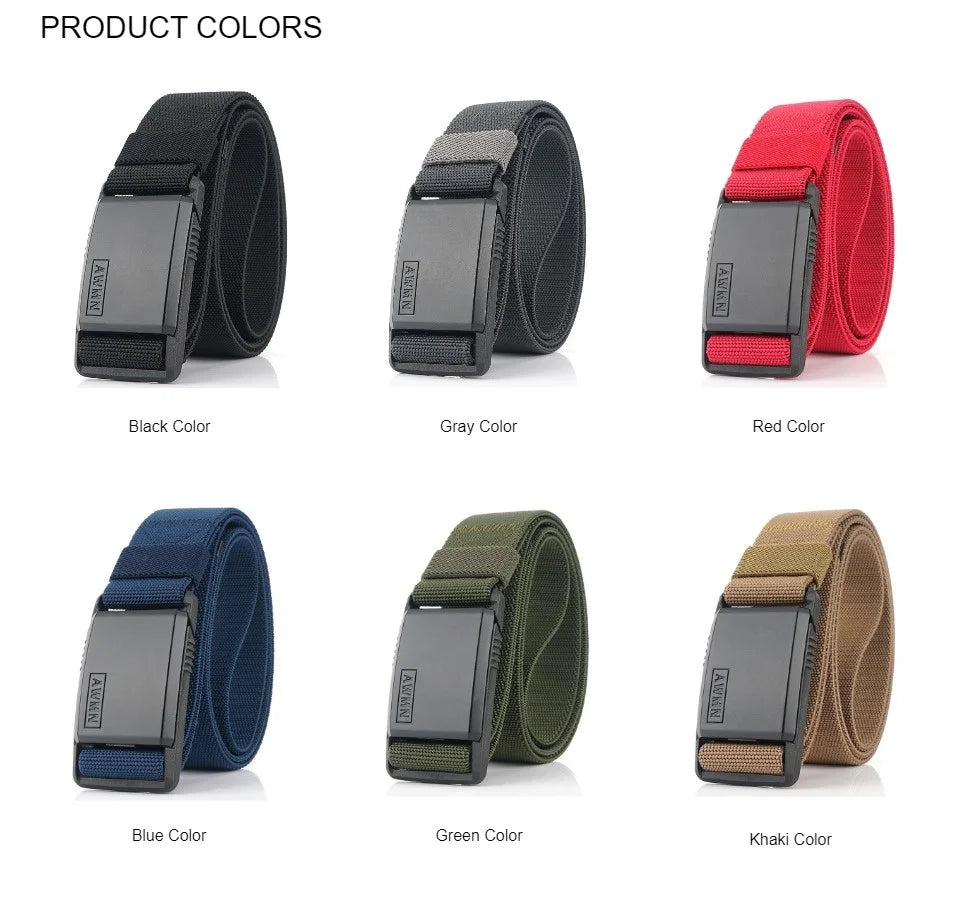 2026 New Fashion Nylon Belt  Magnetic Buckle Adjustable Belts For Men Elastic Belts High Quality Wear-resistant Training Belt