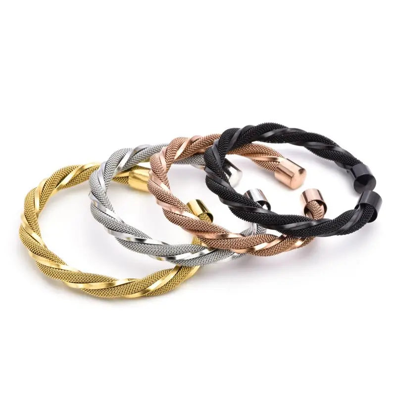 New Fashion Leopard Head Stainless Steel Open Men Women Cuff  Bangles Trendy Mesh Surface Chain Link Bracelets Pulsera