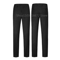 Blue Striped Men Suits For Wedding Slim Fit Peak Lapel Double Breasted Blazers Pants Formal Business Groom Wear Costume Homme