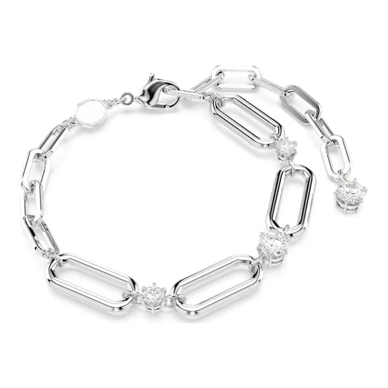 High Quality Charms Gift Fine Jewelry Sets Original Luxury Shiny Gold Silver Crystal Necklace Bracelet Large Hoop Earrings Women