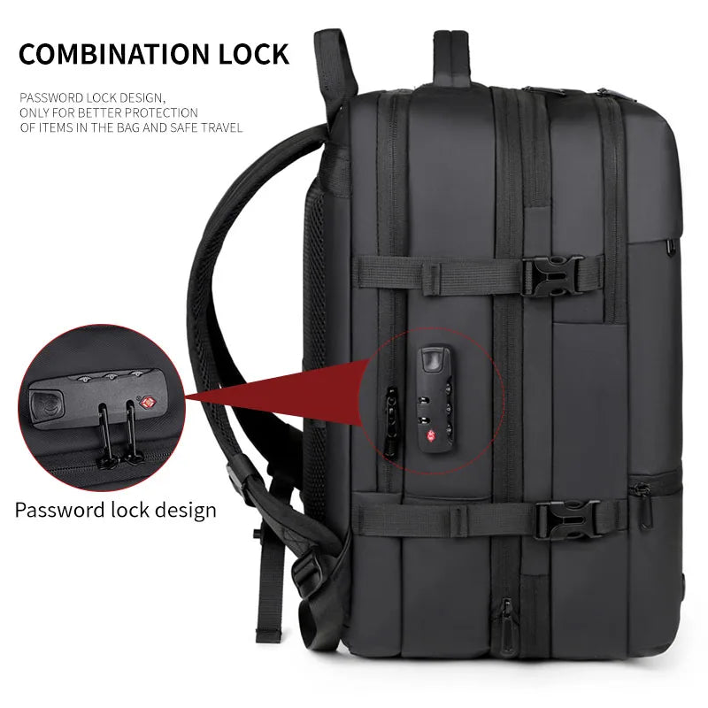 Men's Backpack with Expandable Vacuum Compression, Large Capacity, Dry and Wet Separation, Multifunctional Business Backpack for Short Business Trips