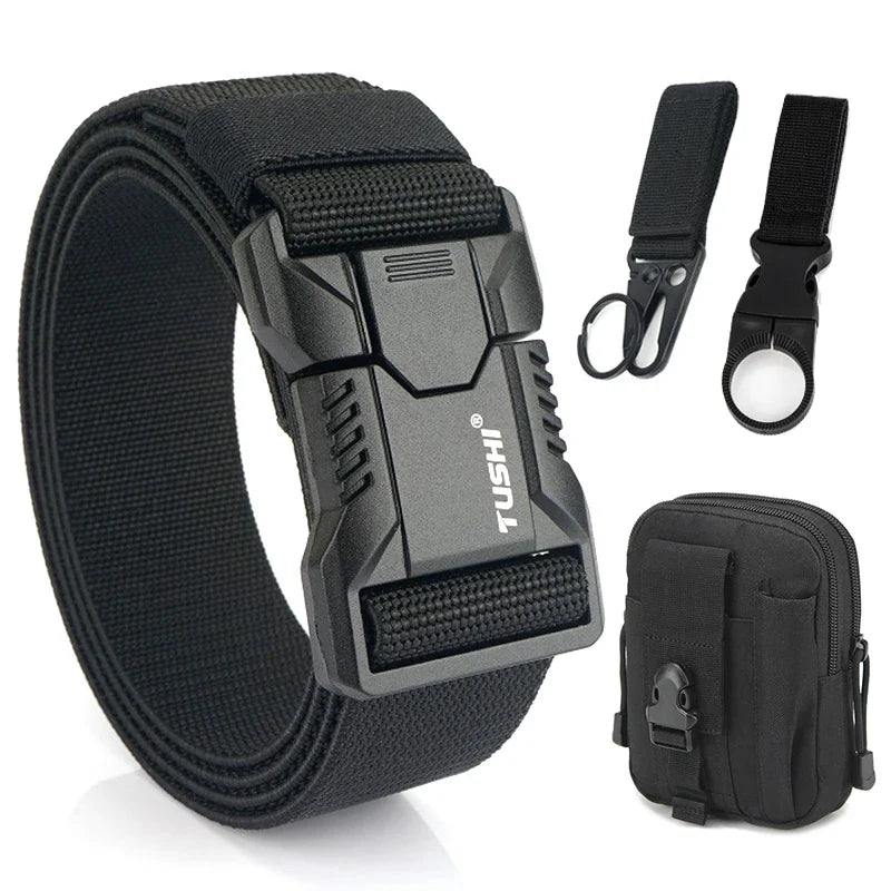 VATLTY New Tactical Outdoor Belt for Men and Women Aluminum Alloy Buckle Quick Release Elastic Belt Casual Belt Jeans Waistband