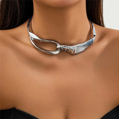 Exaggerated Chunky Heavy Metal Big Torques Choker Necklace Women Punk Goth