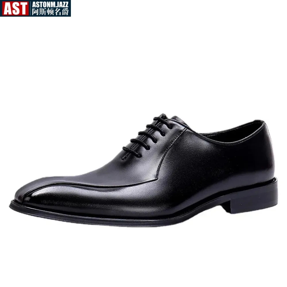 Italian Designer Mens Formal Shoes Luxury Genuine Leather 2024 New Style Black Color Dress Oxfords Wedding Social Shoes Laces Up