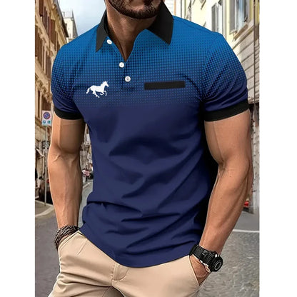 Men Summer Fashion Slim Fit Sport Short Sleeve 100% Polyester Polo Shirt Fake Pocket Decoration Casual Sport Golf Polo Shirt