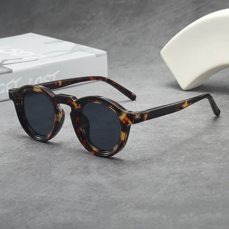 Round Sunglasses Women Men Punk Shades Retro Trending Sun Glasses Clear Lens Frame UV400 Female