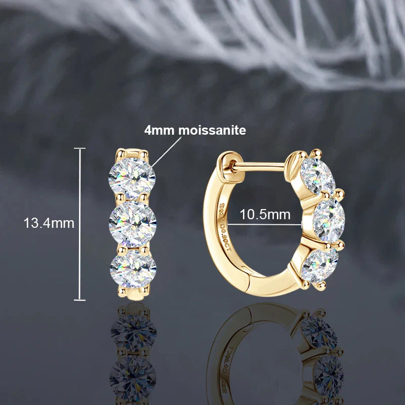 IOGOU Hoops 100% 925 Sterling Silver Real 3mm Moissanite Stud Earrings For Women Sparkling Jewelry Gifts with Certificate Gifts