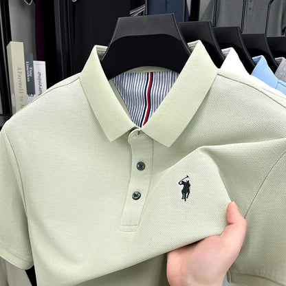 100% pure cotton high-end brand men's short sleeve polo shirt summer fashion original pony embroidery golf Paul  casual T-shirt