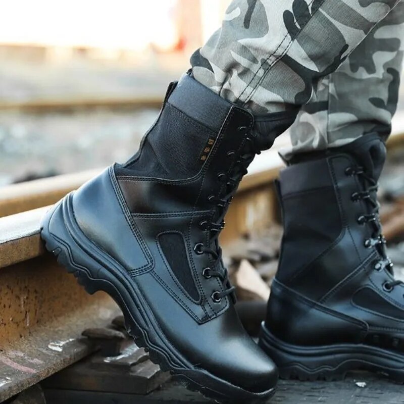 Men Black Boots Military Army Combat Tactical Special Force Boot Outdoor Hiking Boots