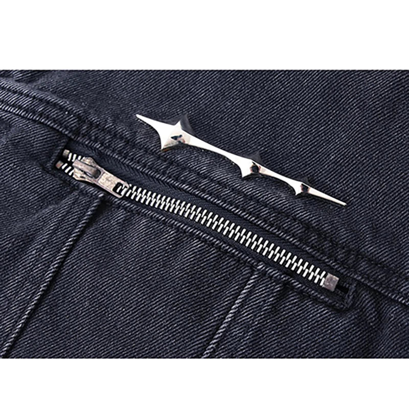 American Vintage Short Denim Jacket Men Woman Hip Hop Washed Metal Buckle Coats
