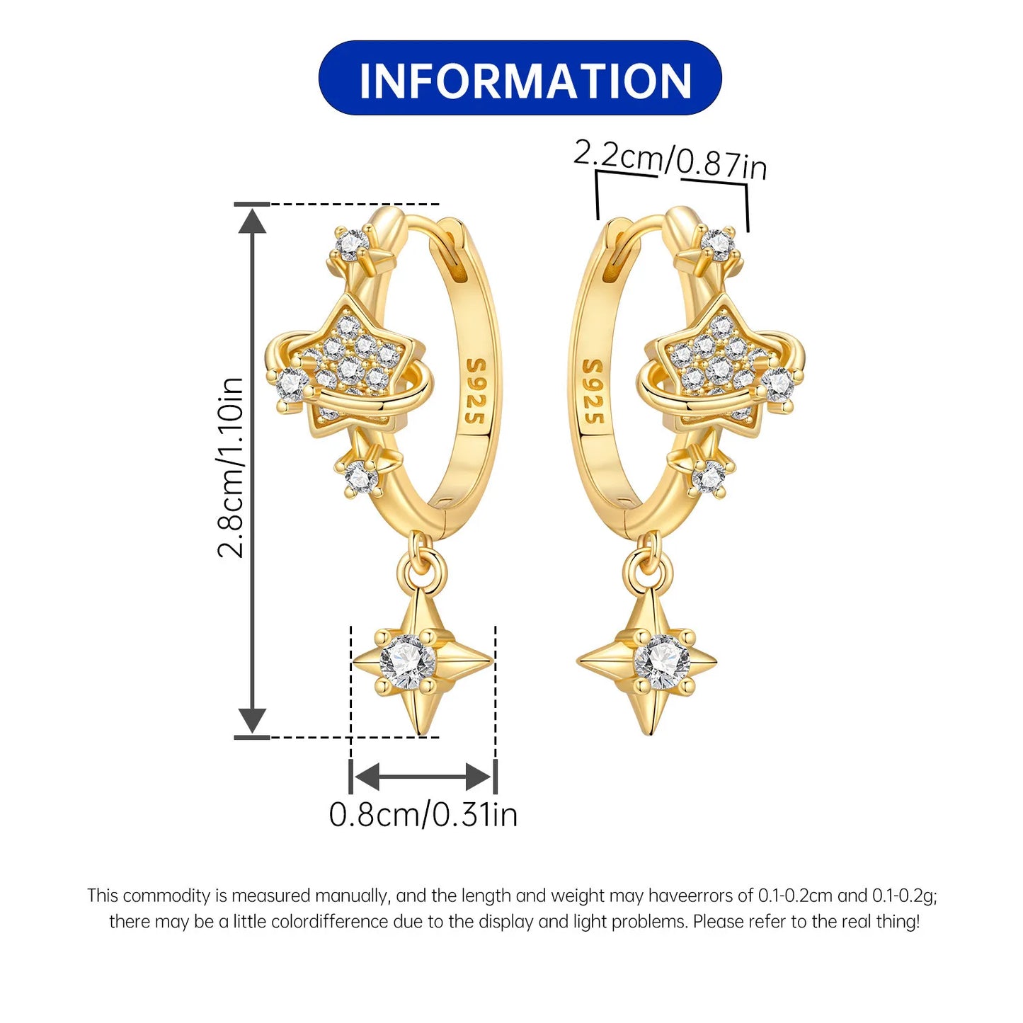 PANPOKI 925 Sterling Silver Multi Layer Starry Tassel Drop Earrings Women Earrings Charm Trend Versatile Party Jewelry Gifts