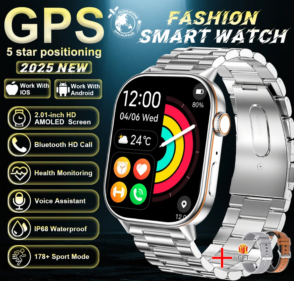 2025 Military GPS Smart Watch Men Flashlight Compass Waterproof Outdoor Sports Tracker Bluetooth Call Smartwatch For Android IOS