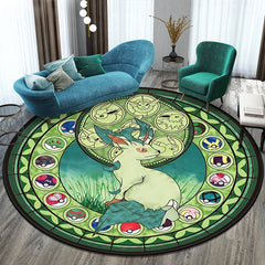 Pokémon Cartoon HD Printed Round Carpet for Living Room Rugs Camping Picnic Mats