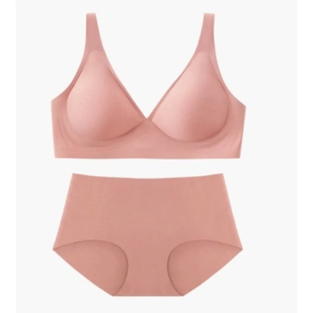 Bra and Panties No Wires Jelly Muscle Bra Comfortable Underwear Set for Women