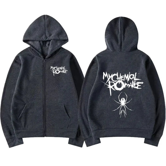 Rock Band My Chemical Romance Mcr Dead Zipper Hoodie Black Parade Punk Emo Zip Up