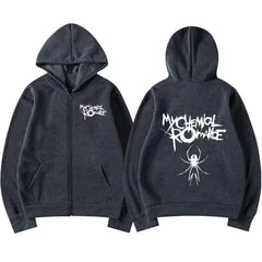 Rock Band My Chemical Romance Mcr Dead Zipper Hoodie Black Parade Punk Emo Zip Up