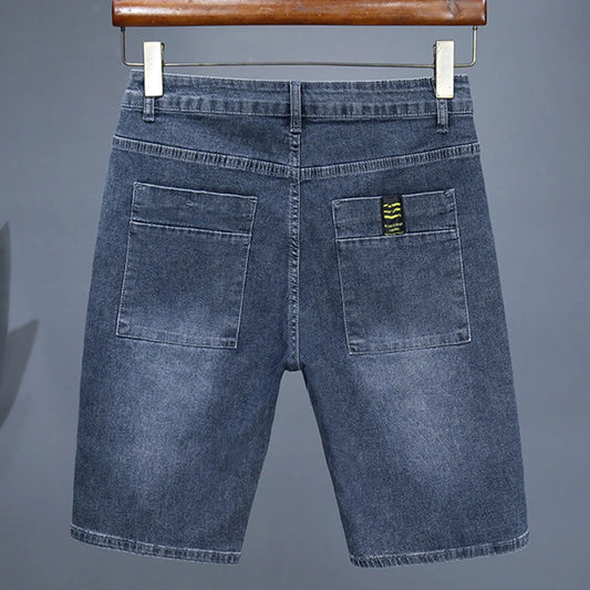 Men's Straight Casual Denim Shorts Simple Solid Color Slim Jeans Comfortable Breathable Bermuda Short Pants Summer