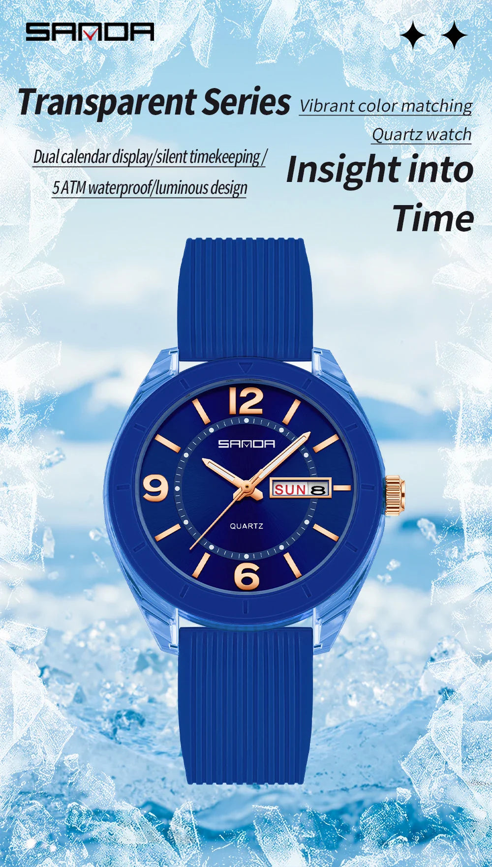 SANDA Quartz Watch for Women Waterproof Auto Date Week Elegant Luxury Ladies Wristwatch Waterproof Analog Women's Watches